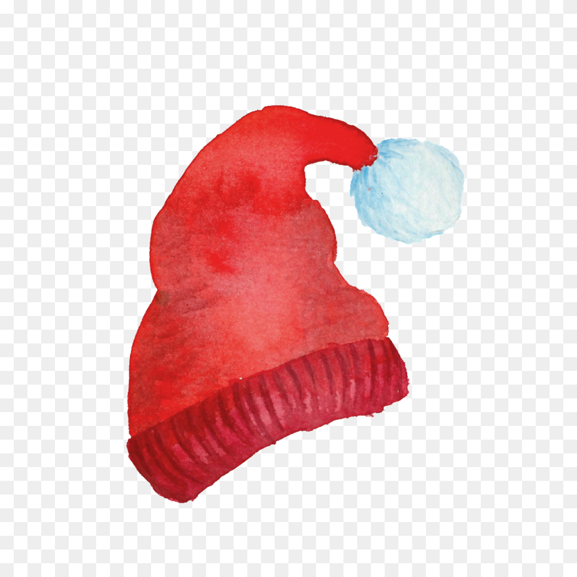 1024x1024 Red Hand Painted Woolen Christmas Hat Christmas Transparent Free - Paint Stripe PNG