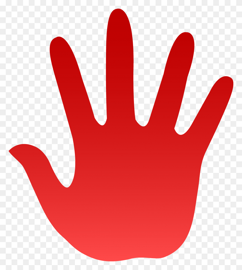 4479x5039 Red Hand Print Clip Art - Sign Language Clip Art