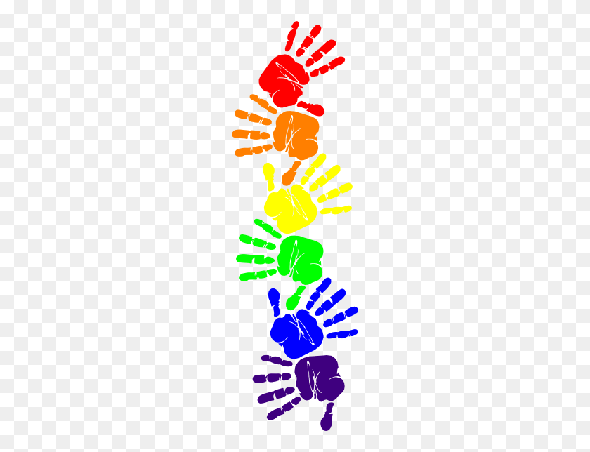 180x584 Red Hand Print Clip Art - Colorful Hands Clipart