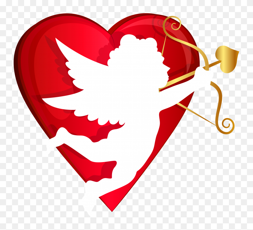 6276x5654 Red Heart And Cupid Transparent Png Clip Art Gallery - Red Heart Clip Art Free