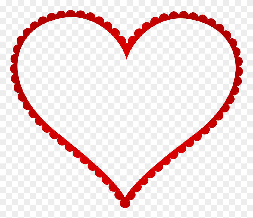 8000x6809 Рамка Красное Сердце - Плавающие Сердца Клипарт