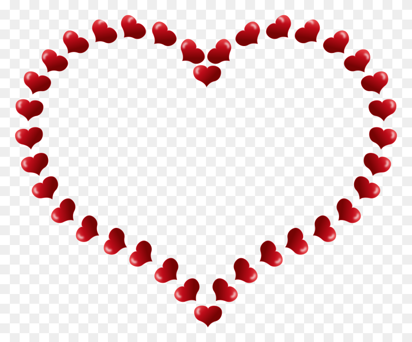 2400x1964 Красная Граница В Форме Сердца С Сердечками - Акварельное Сердце Png