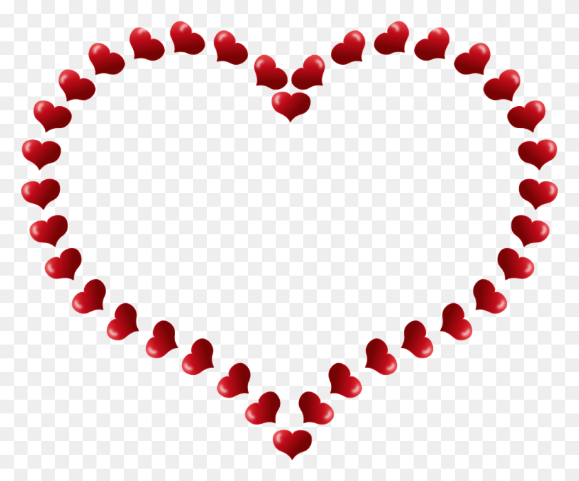 1000x818 Красное Сердце В Форме Границы С Маленькими Сердечками Картинки - Маленькое Сердце Клипарт