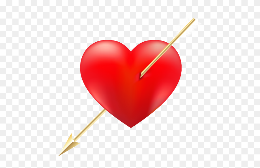 480x484 Red Heart With Arrow Png - Free Arrow PNG