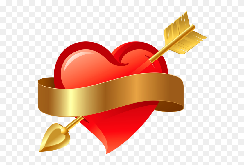 600x510 Red Heart With Arrow Png - Heart With Arrow Clipart
