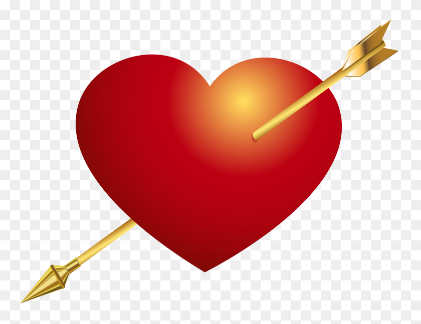 8000x6024 Red Heart With Arrow Png Clip Art - Red Heart Clipart