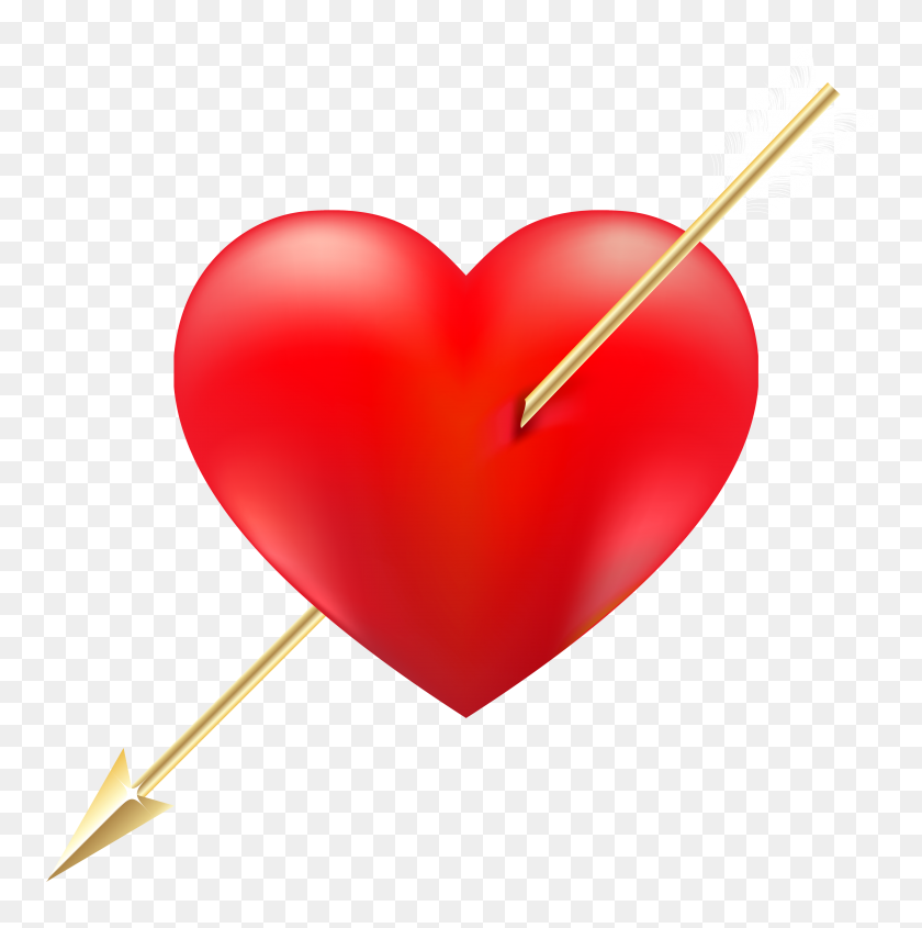 5000x5033 Red Heart With Arrow Png Clipart - Red Hearts PNG