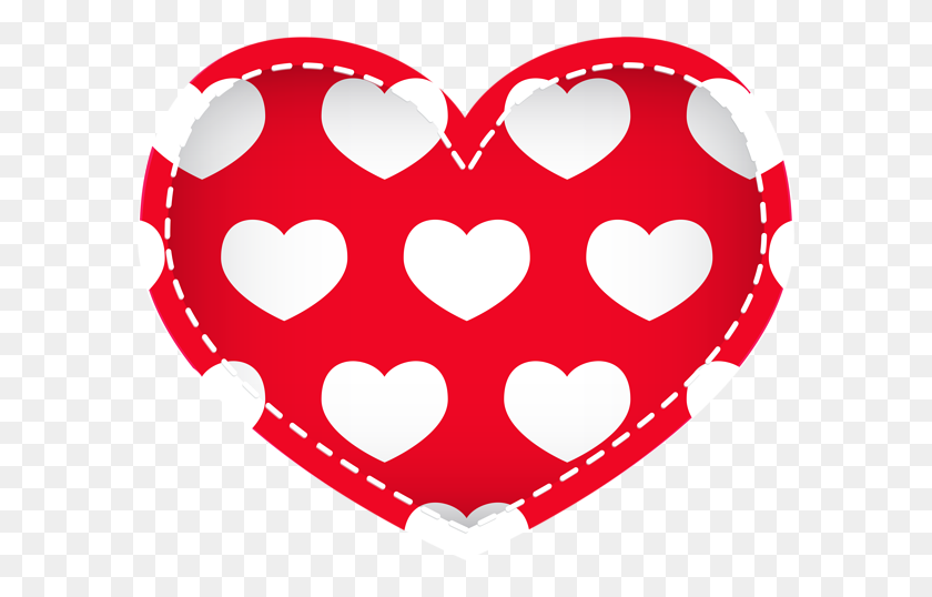 600x478 Красное Сердце С Сердечками Png Клипарт - Красные Сердца Png