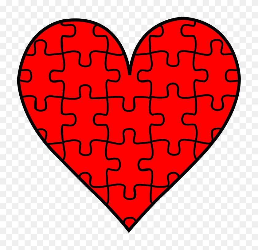 4861x4694 Красное Сердце С Кусочками Пазла - Кусочки Пазла Бесплатный Клипарт