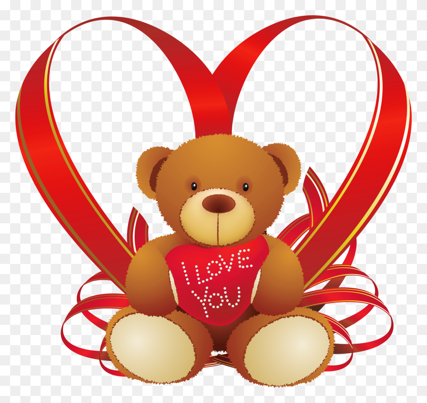 2500x2353 Red Heart With Teddy Bear Png Clipart - Teddy Clipart
