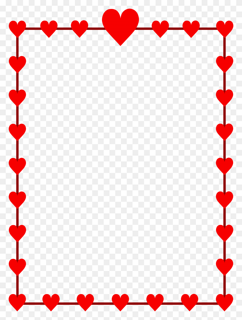 5952x8014 Red Hearts Border Frame - Red Border Clipart