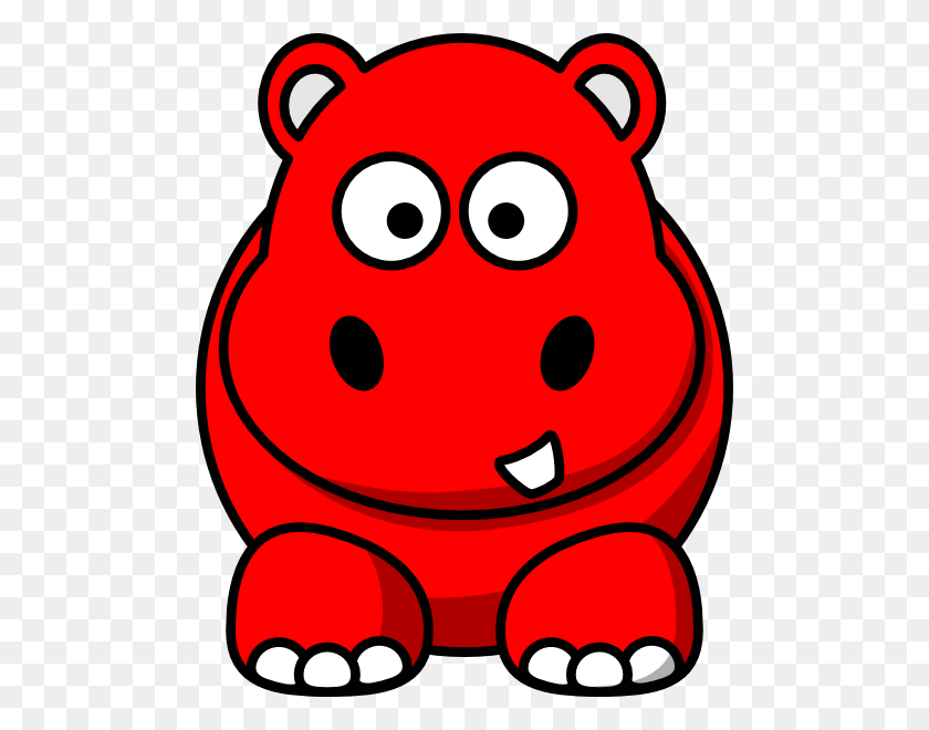 486x600 Red Hippo Png, Clip Art For Web - Hippo Clipart Black And White