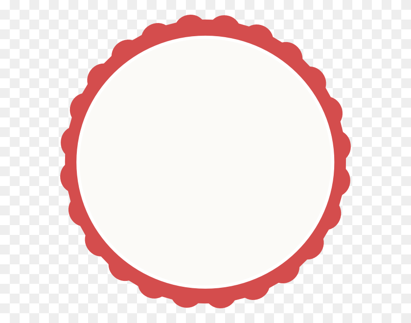 594x600 Red Ivory Scallop Circle Frame Clip Art - Scalloped Circle Clipart