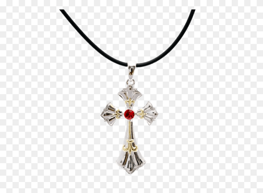 555x555 Red Jeweled Cross Necklace - Cross Necklace PNG
