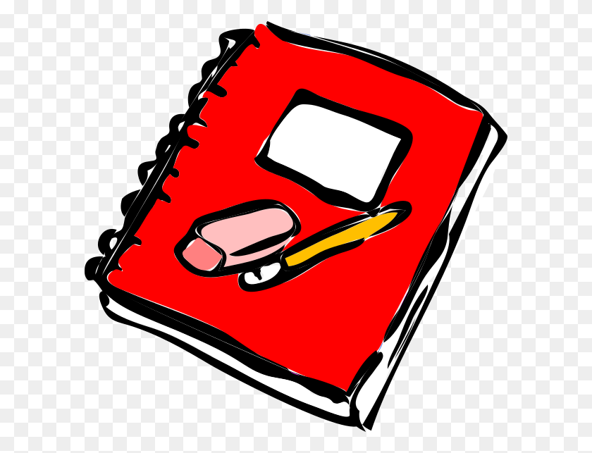 600x583 Red Journal With Pencil Clip Art - Journal Clipart