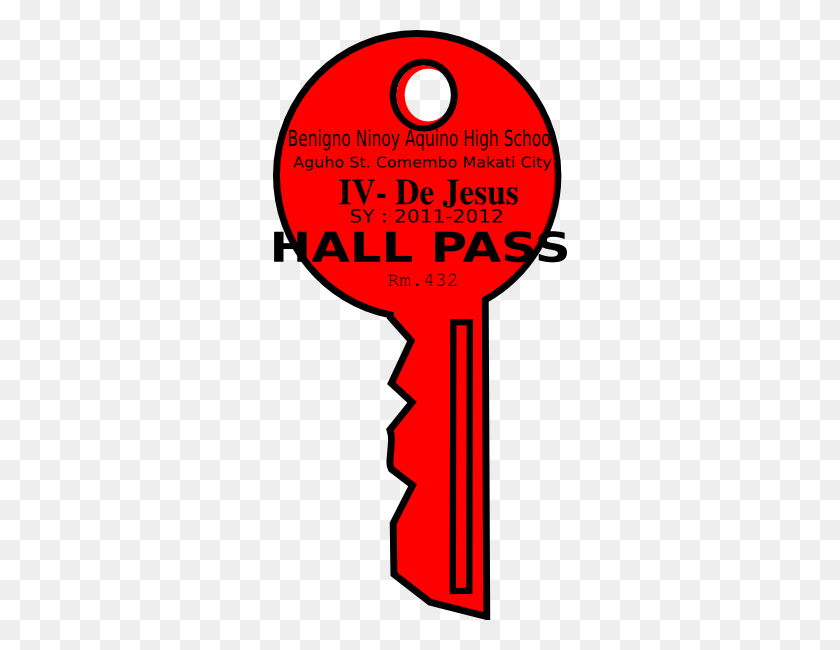 294x590 Red Key Clip Art - Hall Pass Clipart
