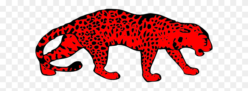 600x250 Red Leopard, Right Facing Clip Art - Leopard Print Clipart