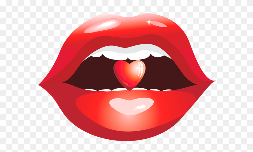 600x446 Red Lips With Heart Png Clipart Picture Hearts Lips - Red Lips PNG