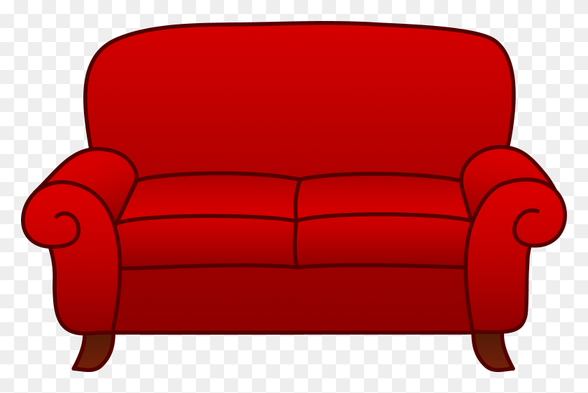6947x4471 Red Living Room Sofa - Room Clipart