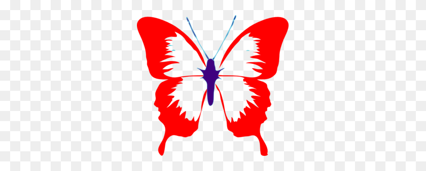 299x279 Red Mid Butterfly Clip Art - Red Butterfly Clipart