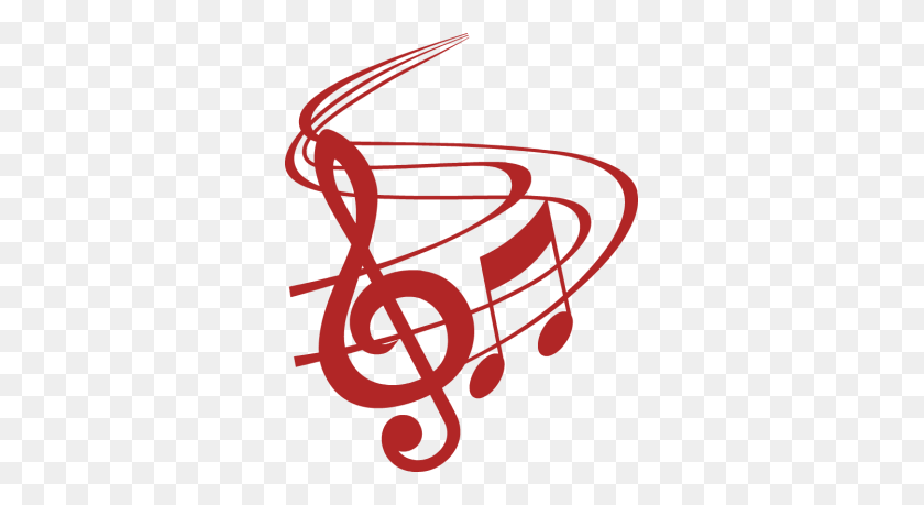 321x399 Red Musical Notes With Treble Clef - Music Notes Border Clipart