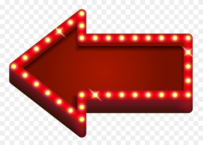 8000x5536 Red Neon Arrow Transparent Png Clip - Red Light Clipart