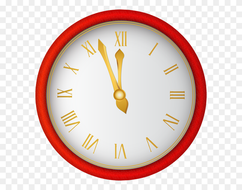 600x600 Reloj De Año Nuevo Rojo Png Clipart - Free Clock Clipart