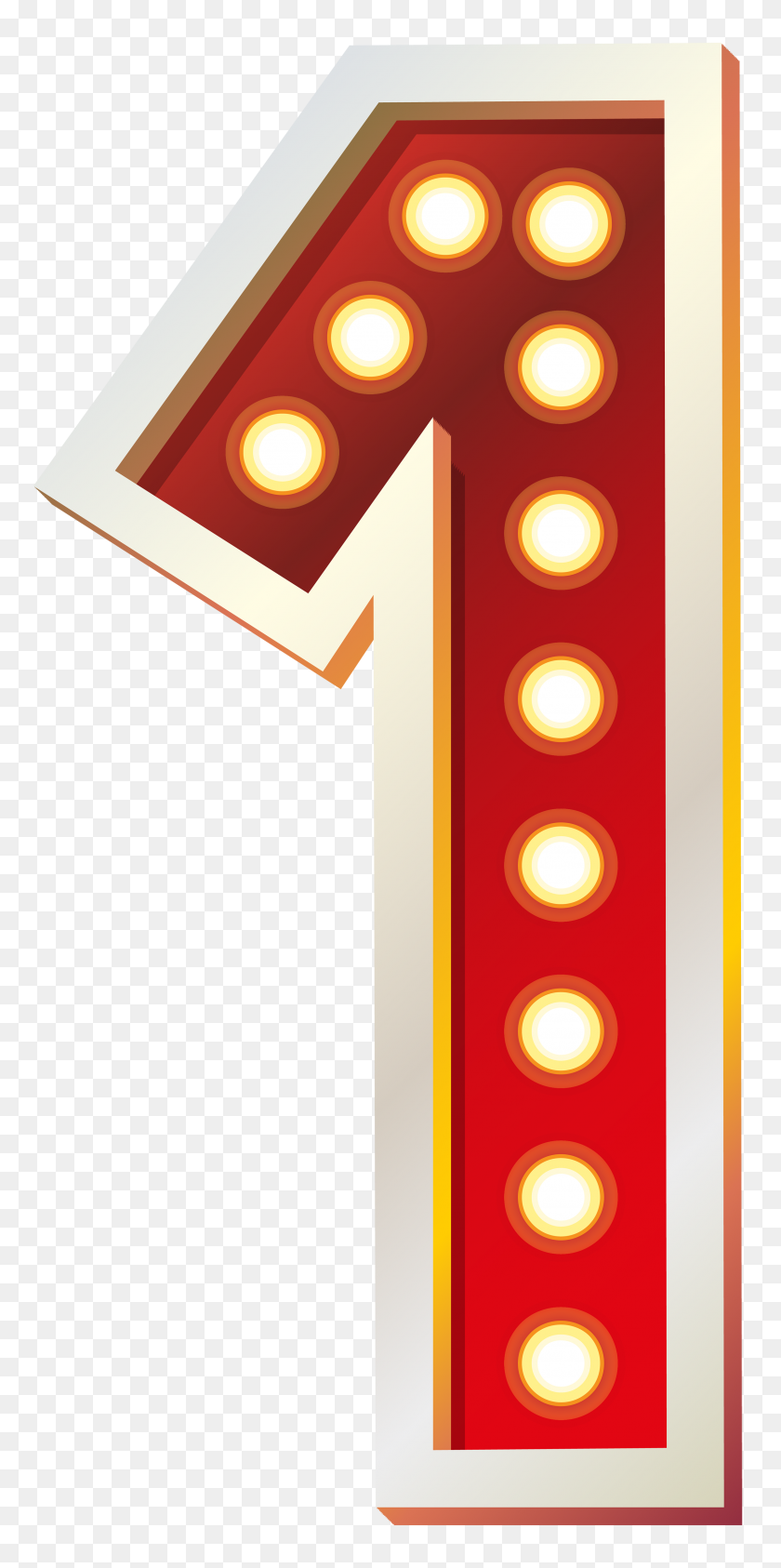 2398x5000 Red Number One With Lights Png Clip Art Gallery - Red Light Clipart