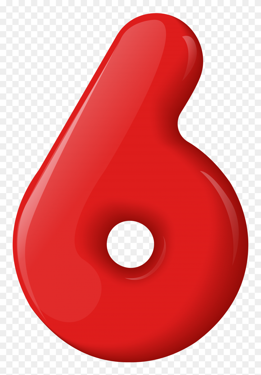 5454x8000 Red Number Six Transparent Png Clip - Six Clipart