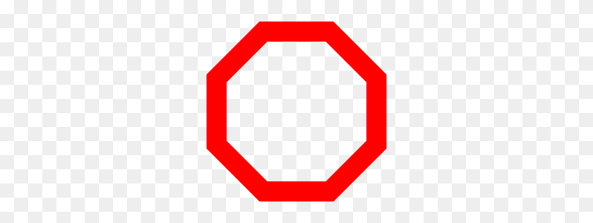 256x256 Red Octagon Outline Icon - Octagon PNG