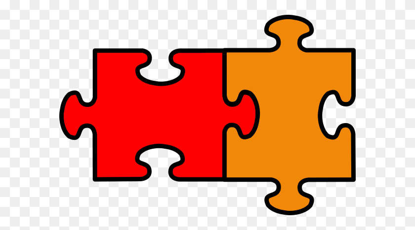 600x407 Red Orange Puzzle Clip Art - Puzzle Clipart