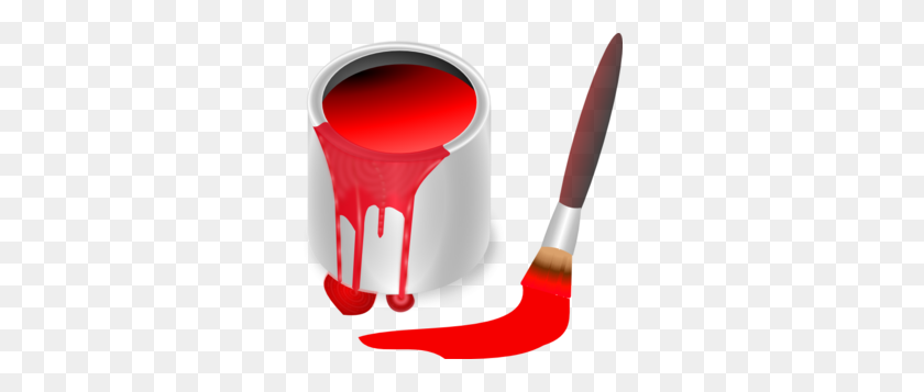 292x297 Red Paint Brush And Can Clip Art - Red Paint Stroke PNG