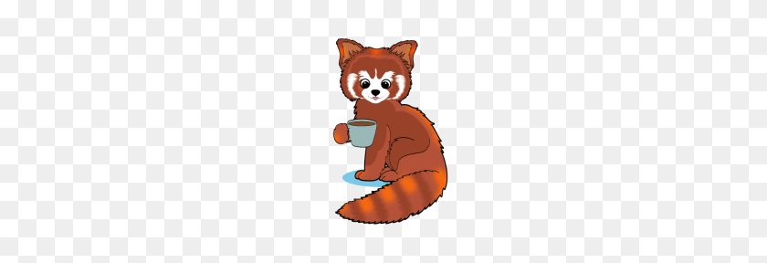 190x228 Panda Rojo Con Café Regalo De Dibujos Animados Kawaii - El Panda Rojo Png