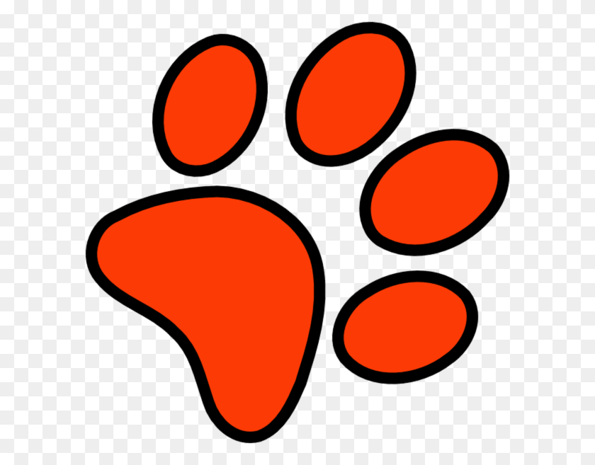 600x597 Red Paw Clipart - Cat Paw Clipart