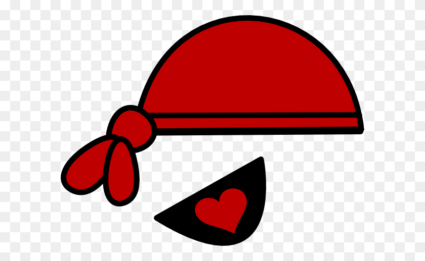 600x457 Red Pirate Hat And Heart Eyepatch Clip Art - Small Red Heart Clipart
