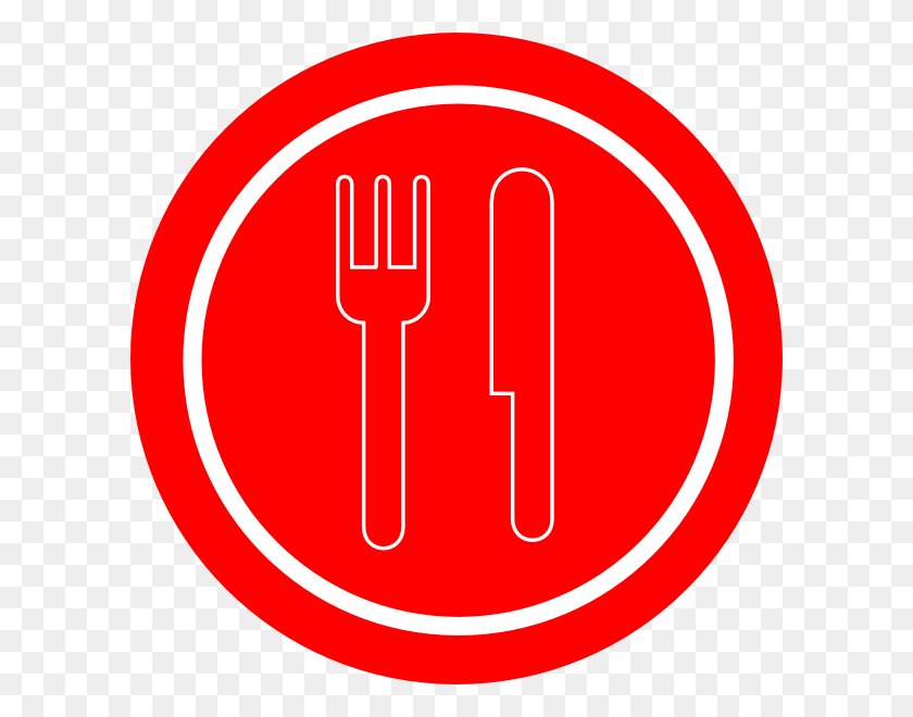 600x600 Red Plate With Knife And Fork Clip Art - Plate And Fork Clipart