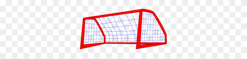 295x141 Red Post And Blue Soccer Goal Net Clip Art - Goal Post Clipart