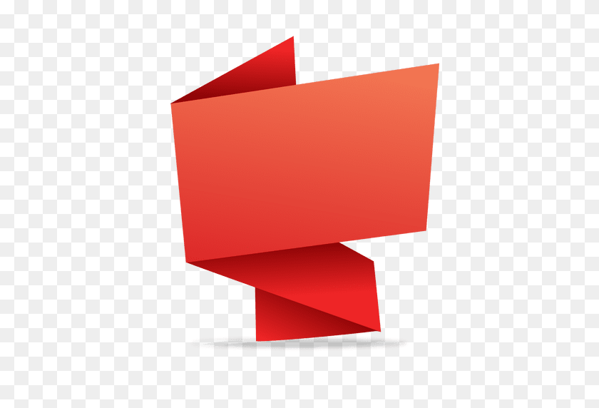 512x512 Красный Прямоугольный Баннер Оригами - Красное Знамя Png