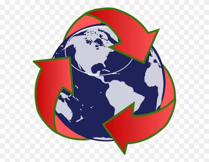 576x594 Red Recycling Globe Clip Art - Climate Change Clipart