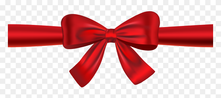 6110x2461 Red Ribbon And Bow Png Clipart - Ribbon Bow PNG