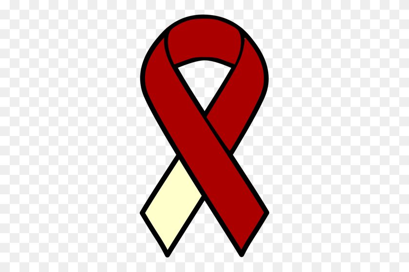 266x500 Red Ribbon For Cancer Awareness - Cancer Ribbon Black And White Clipart