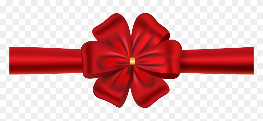 6135x2571 Red Ribbon With Bow Png - Ribbon Bow PNG