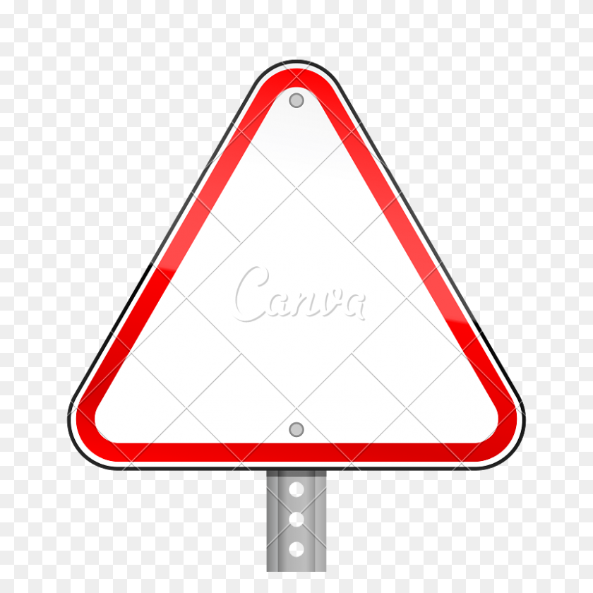 800x800 Red Road Blank Sign On Metal Pole - Blank Road Sign PNG