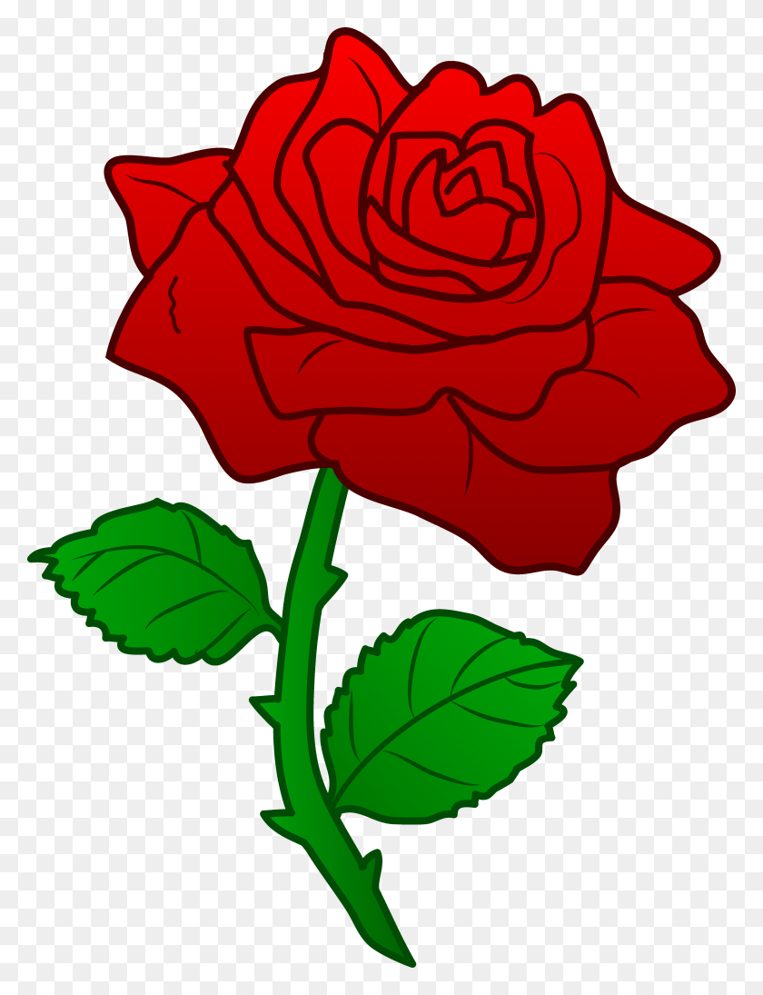 4481x5947 Красная Роза Контур Клипарт - Контур Розы Png