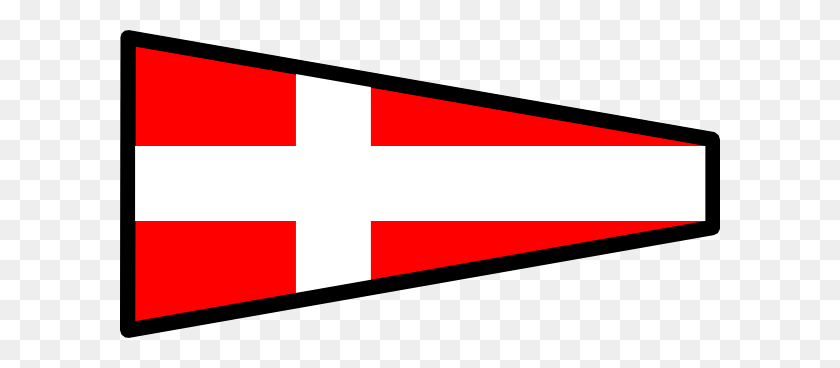 600x308 Red Signal Flag With White Cross Clip Arts Download - Japan Flag Clipart
