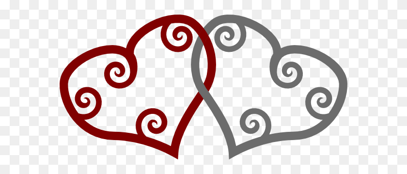594x299 Red Silver Maori Hearts Interlinked Clip Art Free Vector - Silver Star Clipart