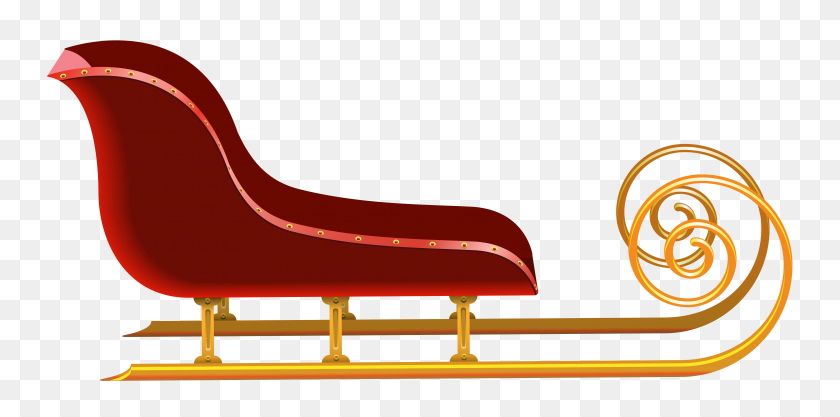 6392x2931 Red Sleigh Png Clip Art - Sleigh PNG