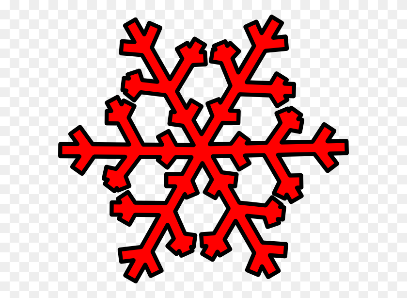 600x554 Red Snowflake Clipart - White Snowflakes PNG