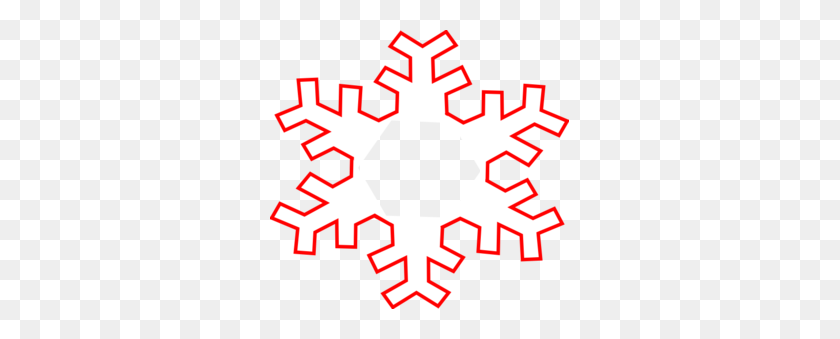 299x279 Red Snowflake Outline Clip Art - Red Snowflake Clipart