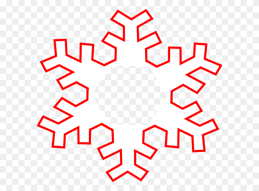 600x560 Red Snowflake Outline Clip Art - Snowflake Background Clipart